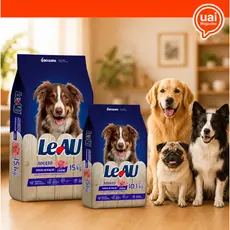 Ração Cachorro Adulto 10Kg e 15Kg Leau Dog Todas As Raças Carne