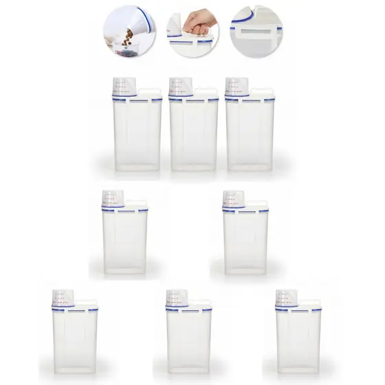 Kit Organizador 8 Potes Herméticos 2,5L com Tampa de Vedação Multiuso