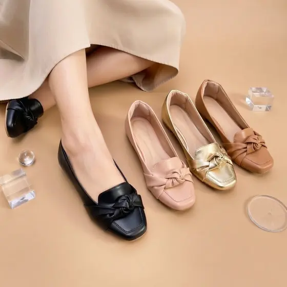 Mocassim Feminino Bico Quadrado Sapato Mulher Patete Sandália Feminina Rasteirinha
