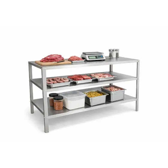 Mesa Inox 120cm 3 Prateleira Cozinha Industrial Bancada