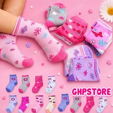 Kit Meias infantil feminina 0 a 10 anos cano longo com desenho divertidos com algodão