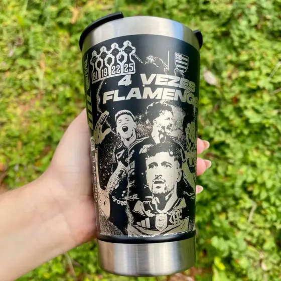 Copo Térmico  2025 TETRACAMPEÃO FL Personalização em 360 Graus  473 ML Personalizado Time