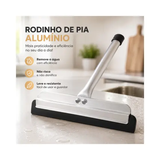 Rodinho de Pia Alumínio com EVA Rodo Pequeno para Cozinha