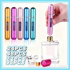 KIT 24 frascos de perfume de 5ml, frascos reutilizáveis, borrifadores recarregáveis, amostras de cosméticos portáteis de