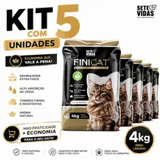 Kit 5 Areia Sanitária Higiênica FiniCat Premium Para Gatos Anti Odor Grãos Extra finos 20 kg Total