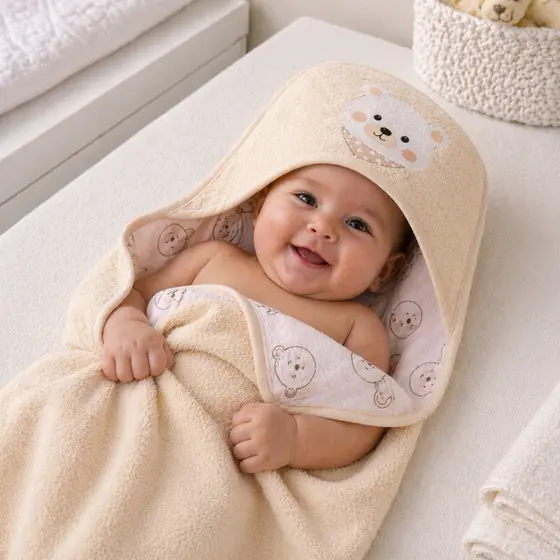 Toalha de Banho Fralda plush com Capuz para Bebê