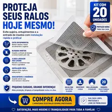 Kit 20 Telas Protetoras para Ralo Adesivas – Anti Inseto, Anti Entupimento e Anti Odor
