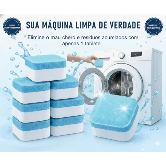 Kit 10/20 Limpador Pastilha de máquina de lavar roupa, comprimido efervescente sólido para remover manchas