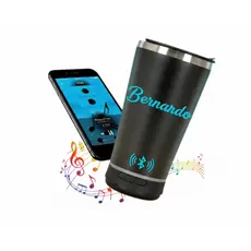 Copo Térmico Personalizado Bluetooth com Som e LED 420ml – Tampa + Abridor, Presente Criativo - Preto
