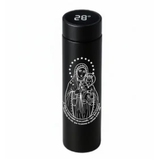 Garrafa Térmica Personalizada com LED e Termômetro Digital 500ml - Preto