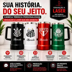 Caneca Térmica 709ml Personalizada Nome Inox Time Empresa