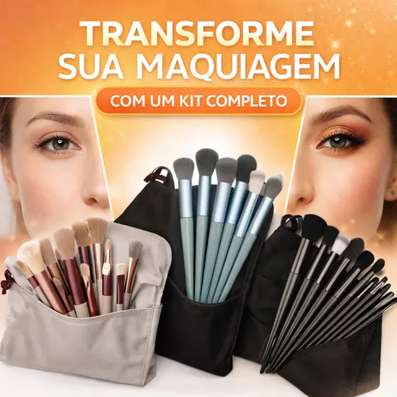 Kit 13 Pçs Pincéis de Maquiagem Com Bolsa de Veludo Contorno Profissional Cores Sortidas