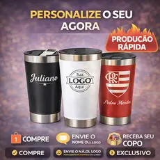 Copo Térmico personalizado com seu NOME, LOGO,DESENHO,TIME do seu coração com tampa e abridor 473ml