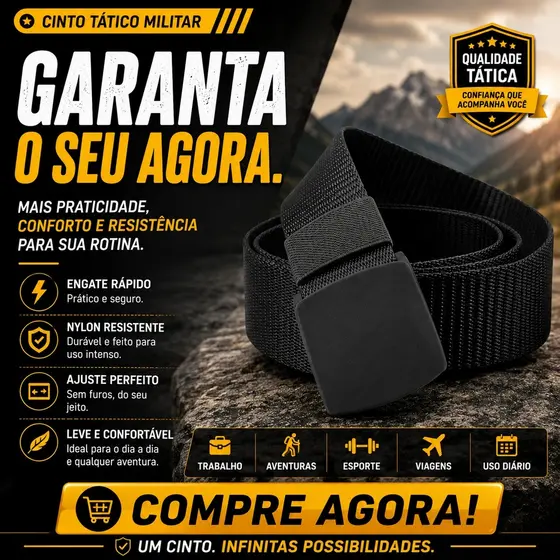 Cinto Tático Militar Nylon Engate Rápido Ajustável Unissex Cinto Resistente Casual