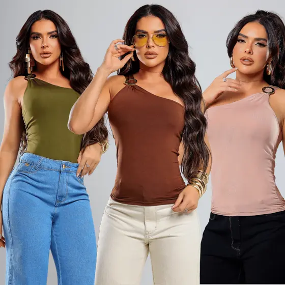 Blusa Feminina Nula Manga Delicada Suplex Elegante Forro duplo