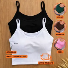 KIT COM 2 UNIDADES CROPPED FEMININO COM BOJO TOP ALCINHA - ENVIO IMEDIATO
