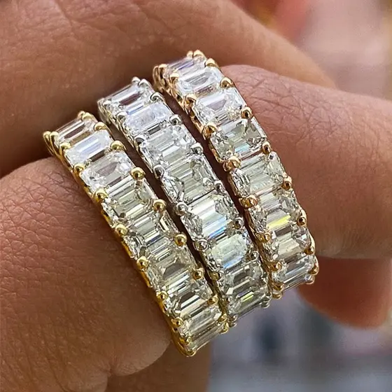 925 Prata Esterlina Luxo Micro Pavimentado Quadrado Zircônia Cúbica Promessa Amor Anéis Para Mulheres Noivado Jóias De C