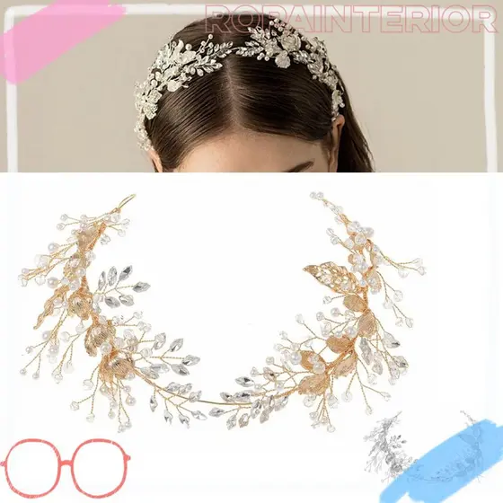 Faixa De Cabeça De Cristal ROPAINTERIOR , Joias Florais , Liga De Ouro , Headpiece De Noiva Com Strass