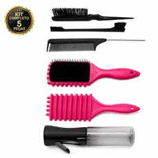 Kit de Escovas para Penteado :  Baby Hair, Pente de Cauda, Escova Onda Modeladora e Provocadora e Borrifador Contínuo