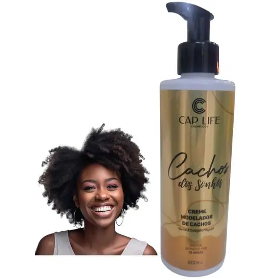 Creme Modelador de Cachos Cap Life Cachos dos Sonhos 200ml – Definição, Brilho e Controle do Frizz