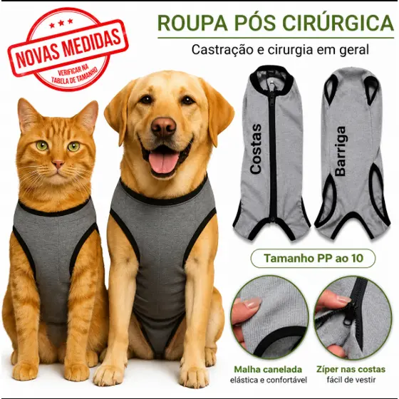 Macacão Cirúrgico Premium para Cães e Gatos – Conforto e Proteção no Pós-Cirúrgico