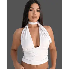 Blusa Cropped Com Amarraçao Multi forma Top Femino Decote costas aberta multi amarração Moda Gringa