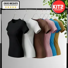 kit 2 Blusas Manga Baby Look Básica Tee Baby Dia a Dia Feminina Manguinha Suplex