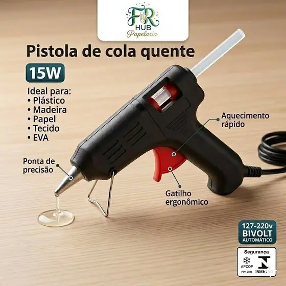 Pistola De Cola Quente Bivolt 15w Cola Aplicador 110v e 220v Artesanato Profissional