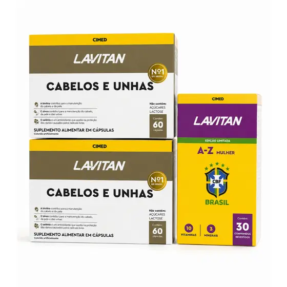 Kit Lavitan Cabelos e Unhas 2x + AZ Mulher Brasil Original Cimed