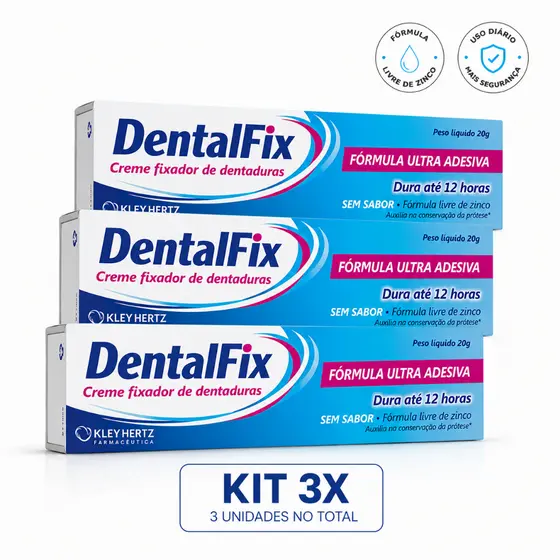 Kit 3x DentalFix Creme Fixador de Dentaduras 20g  Fórmula Ultra Adesiva | Livre de Zinco
