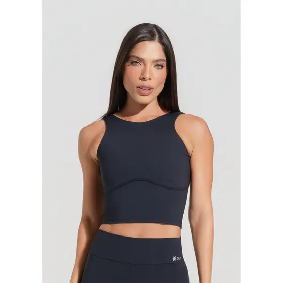 CROPPED FITNESS FEMININO COM RECORTE BÁSICO DLK