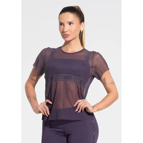 BLUSA BABY LOOK FEMININA DE TULE COM ELÁSTICO ACTIVITY DLK