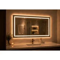 Espelho de Camarim Profissional com LED 3 Tons Medida 120x70 Jateado Retangular Maquiagem Decorativo