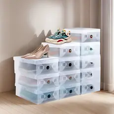 Kit 12 Caixas Organizadoras de Sapatos em Plástico