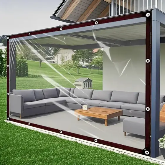 2x4M Lona Transparente Impermeavel PVC com Ilhoses Resistente Multiuso