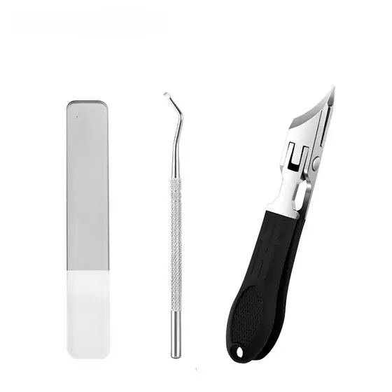 Kit Cortador de Unha Inox Oblíquo Bico Longo Para Unhas Encravadas Com lixa