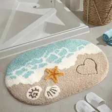 Tapete Banheiro Ocean Praia Antiderrapante Absorvente Macio