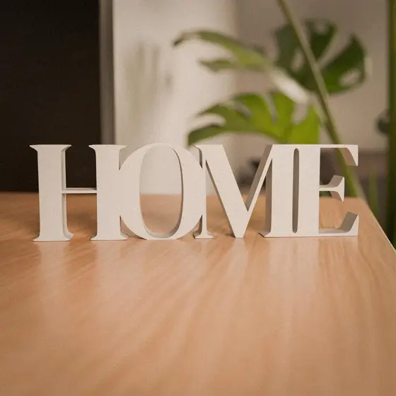 Letreiro Decorativo Sofisticado da Palavra "HOME" para Sala, Quarto, Escritório - Cores e Tamanhos