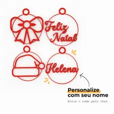 Kit de Enfeites de Natal - Com Item Personalizável (4 Unidades)