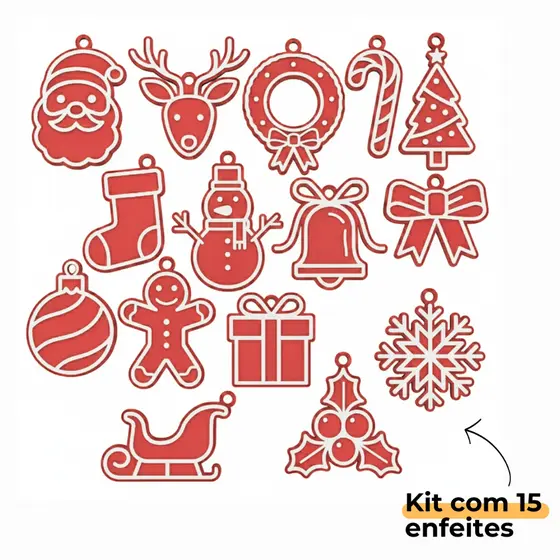 Kit de Enfeites Natalinos (15 Peças)