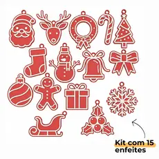 Kit de Enfeites Natalinos (15 Peças)
