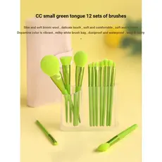 Cici conjunto de pincéis de maquiagem de língua verde pequena, 12 peças, ferramenta de beleza, pincel de maquiagem, somb