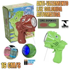 Máquina de Bolhas Infantil Dinossauro 16cm Com Luz Automática Antivazamento
