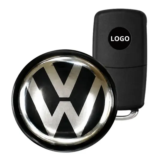 Logotipo Redondo Vw Resinado Preto