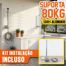 Varal Alumínio premium Reforçado Retrátil De Parede Para Roupas Suporta Até 80kg