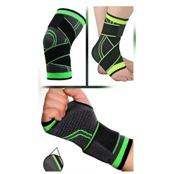 Kit Ortopédico 1 Joelheira 1 Munhequeira e 1 Tornozeleira Proteção para Treino Prevenção de Lesões