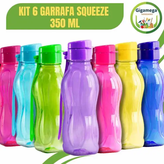 Kit com 6 Garrafas Squeeze 350 ML