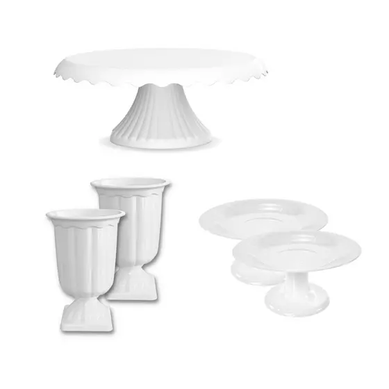 Kit Decorativo - 1 Boleira Cake Renda 22 + 2 Mini Cake + 2 Vaso Grego