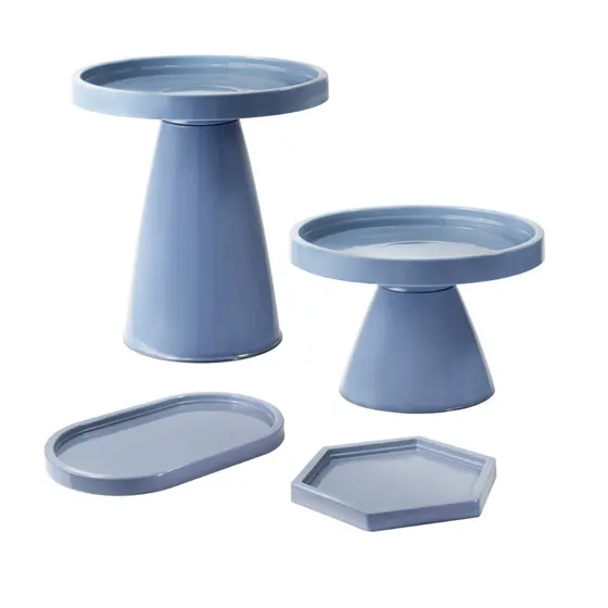 Kit Minimalista Essencial com Boleira Redonda 20x20cm + Boleira Redonda 20x11cm + 1 Bandeja Oval + 1 Mini Sextavada