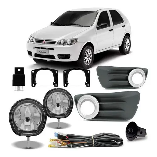 Kit Farol Milha Palio G3 2011 À 2015 Economy Aro Cromado.